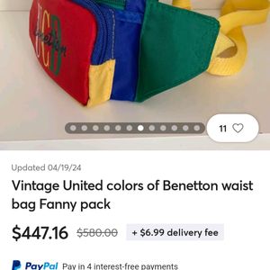 Benetton Vintage Fanny/waist Bag.