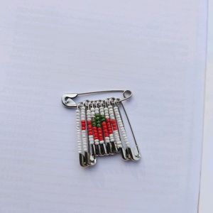 Beaded Strawberry Safety Pin Keychain