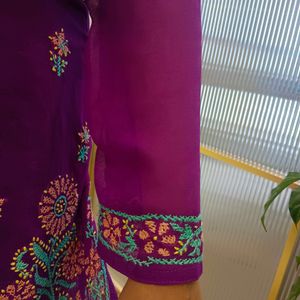 Purple Chikankari Kurti