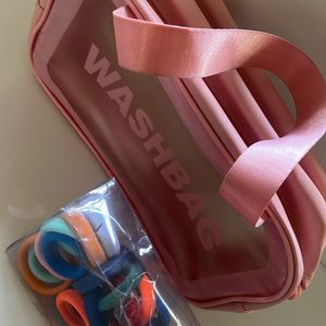 Washbag (makeup Bag)Plus Set Of Rubber Bandds