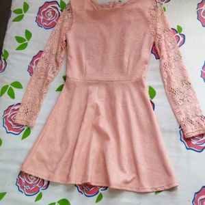 Korean pink lace dress