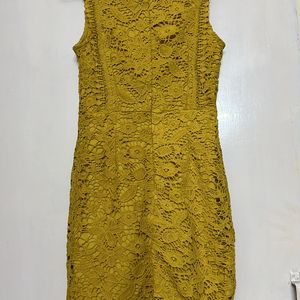 Mustard Lace Sleeveless Dress