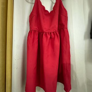 Sleevless Red Party Wear Knee Length Dress