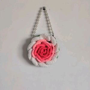 Handmade 3D Crochet Rose Bag