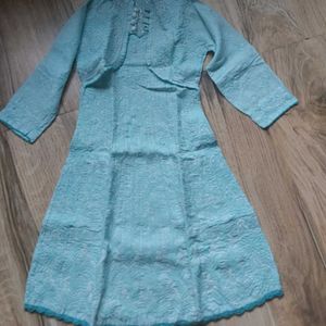 Chikankari Kurti With Attached Jacket