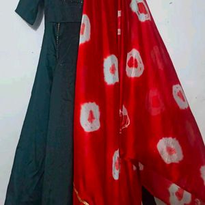 Black Anarkali With Dupatta