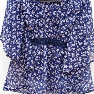 Beautiful Blue Floral Print Top