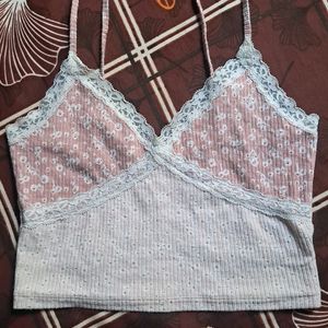 Cute Pink Lace Crop Top