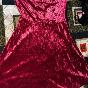 Stunning Maroon Velvet Maddi Dress with Deep Back”