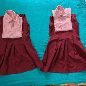 Girls Maroon School Uniform 2 Sets