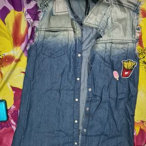 Denim Sleeveless Shirt