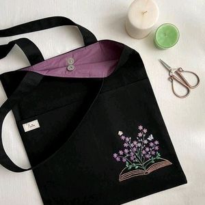 Customisable Hand embroidered Black Tote Bag