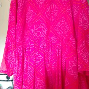 Women Pink Bandhani Style Gown