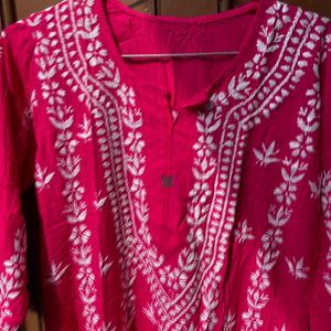 Beautiful Hot Pink Chikankari Kurta