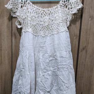 Ethereal Crochet White Mini Dress