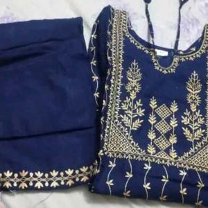 Navy Blue Embroidery Kurta Set