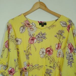 Yellow Floral Printed Dress (Women)