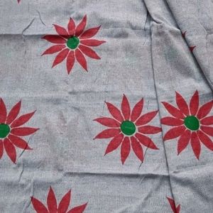 Floral Print Sunflower Saree (Silver Colour)