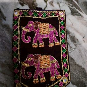 Maroon Money  And Mobile Phone Pouch Bag