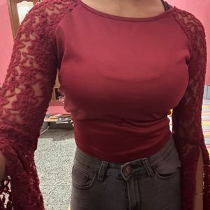 Hot RedNet Crop Top