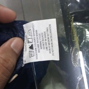 Navy Printed A Line Kurti