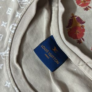 LV Beige Drop Shoulder Tshirt