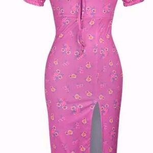 This Is Fushcia Pink Floral Front Slit Dress