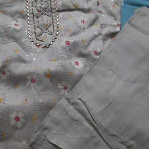 Glace Cotton With Handwork Suit