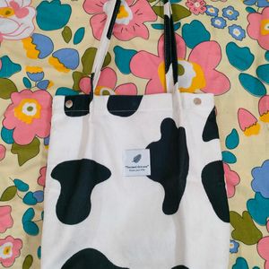 Cow Print Trendy Tote Bag For College Girls