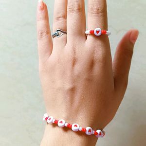 Heart Beads Bracelet & Ring