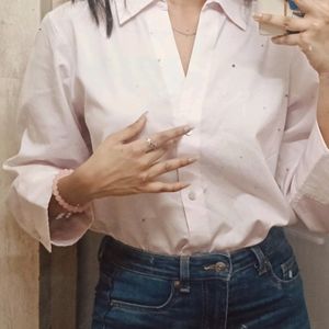 Korean White Cotton Classy Shirt