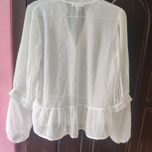 H&M Sheer Off-white Top