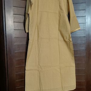 Vrinda Beige Zari Embroidery Chanderi Cotton Kurta