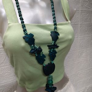 Three-Lined Wooden Beads Jewelry Necklace for Wome