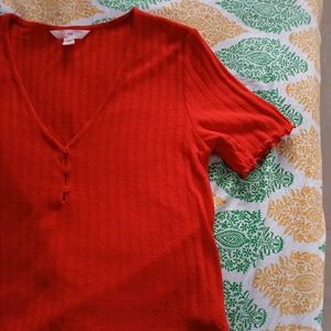 Red V-Neck H&M Top