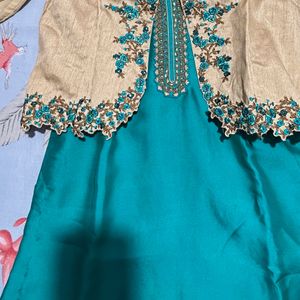 Women 4 Pieces Kurta Set Dark Sea Green |