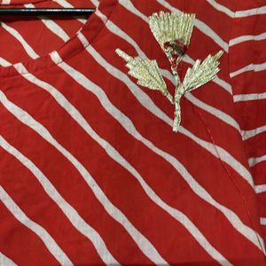 Striped Orange Kurta Women