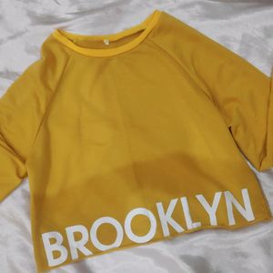 Brooklyn Yellow Crop Sweatshirt