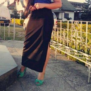 Black Long Slit Skirt