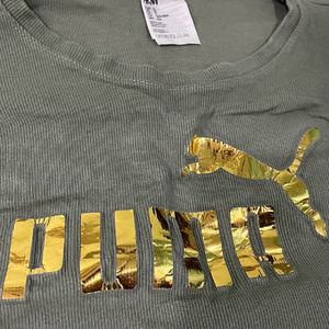 Olive Green Puma Printed Crop Top 🫒