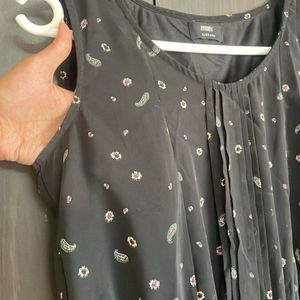 Sleeveless Black Mini Dress With Floral Print