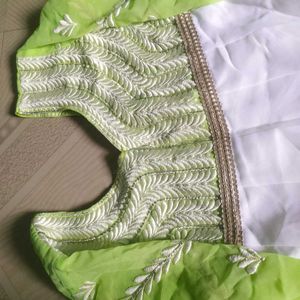 White And Green Anarkali