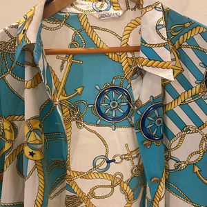 Turquoise Nautical Print Unisex Shirt