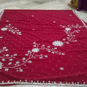 White Embroidery 🪡 With Red ♥️ Saree