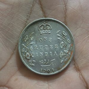 1904 One Rupee Silver Coin