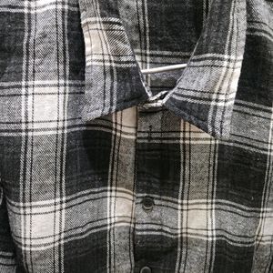 Black Checked Cropped Shirt