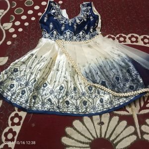 Party Wear Girl Baby Dupatta Attached Frock