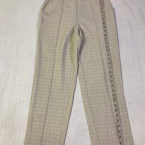 M&S Beige Light Checked Trouser Waist 28-30