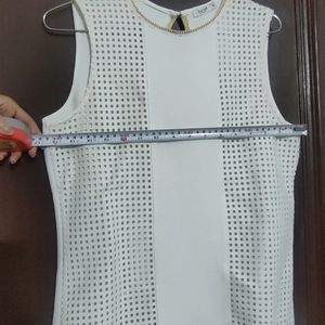 Women White Net Top