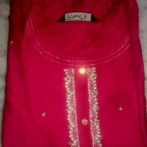 Rose Colour Party Wear Kurti